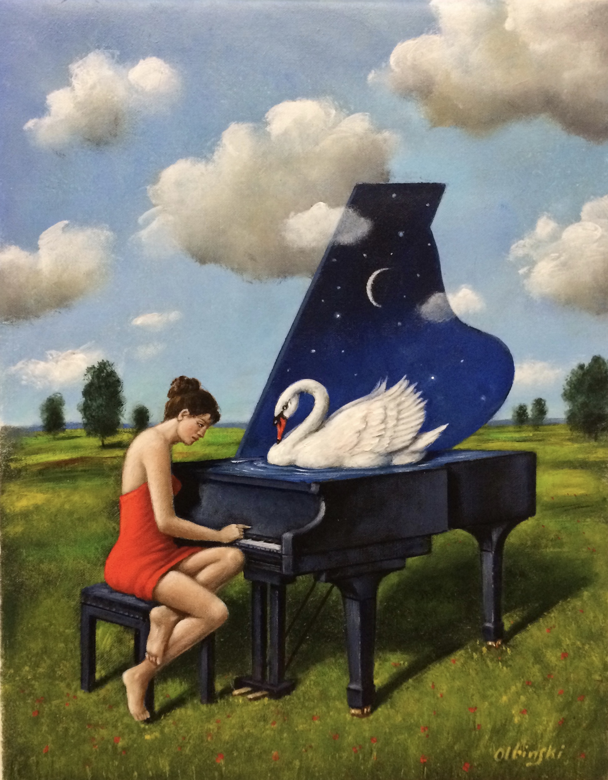 Red White and Blue / akryl i olej na płótnie