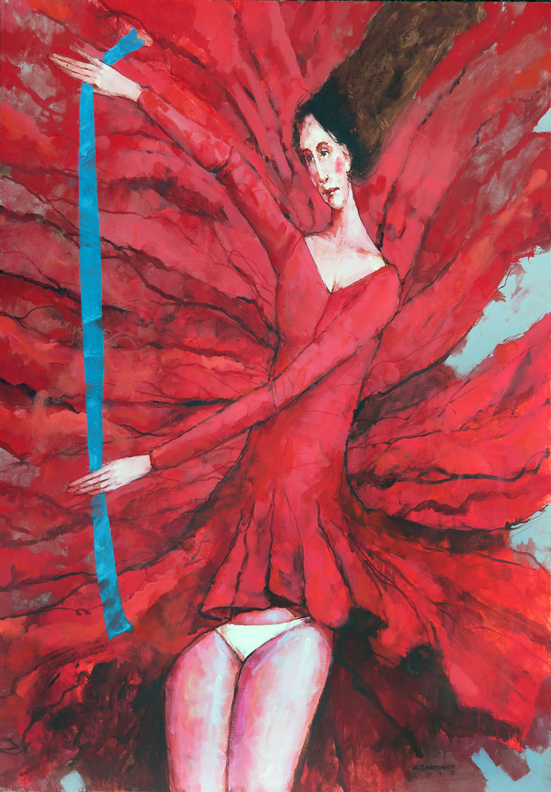 z cyklu Uniesienia Postać z niebieską szarfą