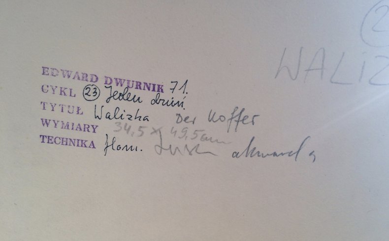 Walizka - tusz, flamaster, akwarela