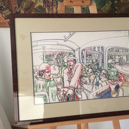 Walizka - tusz, flamaster, akwarela