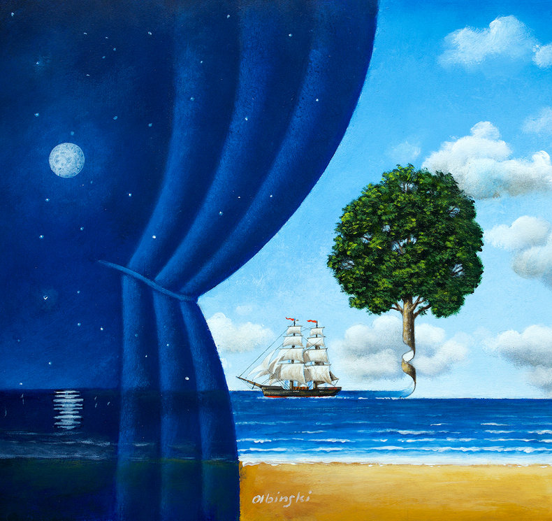 Marriage with the sea / olej i akryl na płótnie