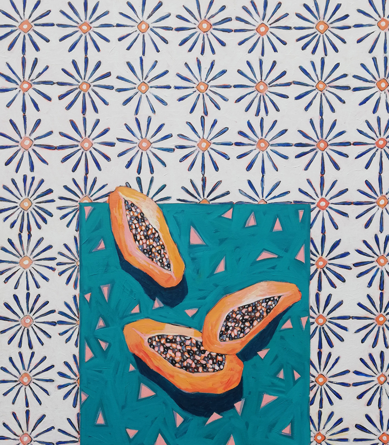 Papaje na turkusowym stole