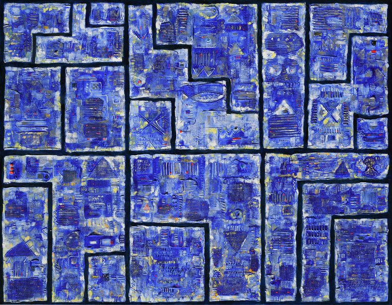 Obraz niebiesko-biały