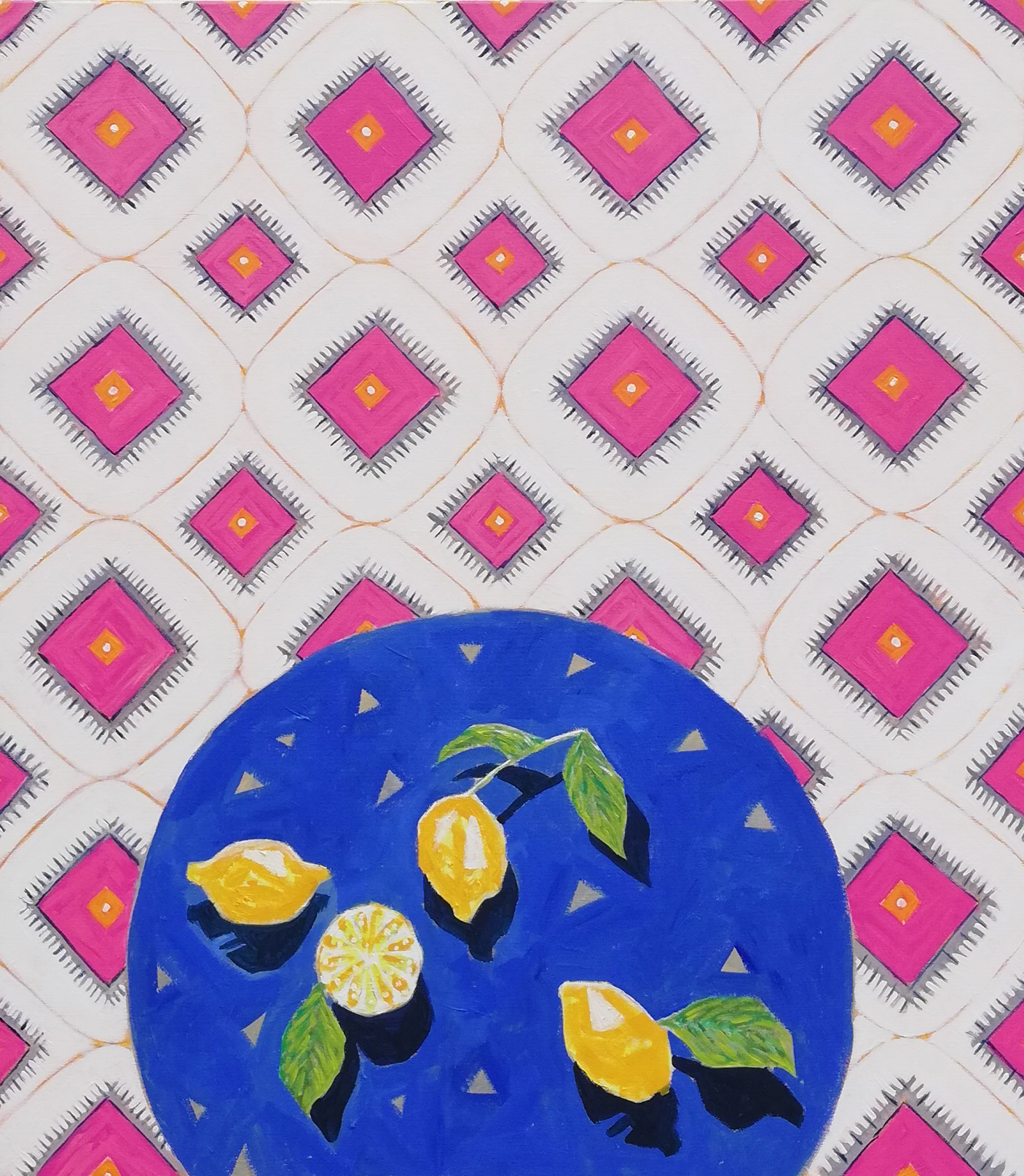 Cytryny na niebieskim stole