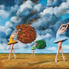 The Shape of Color Green - akryl i olej na płótnie