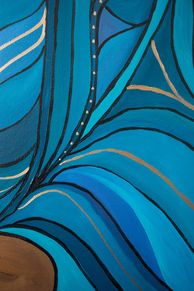 Budda medytujący w niebieskiej szacie