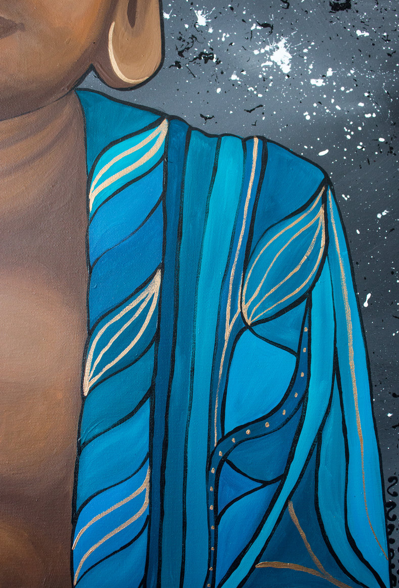 Budda medytujący w niebieskiej szacie