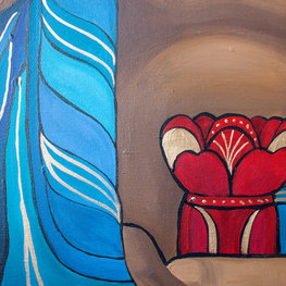 Budda medytujący w niebieskiej szacie