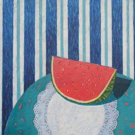 Arbuz na białej serwecie