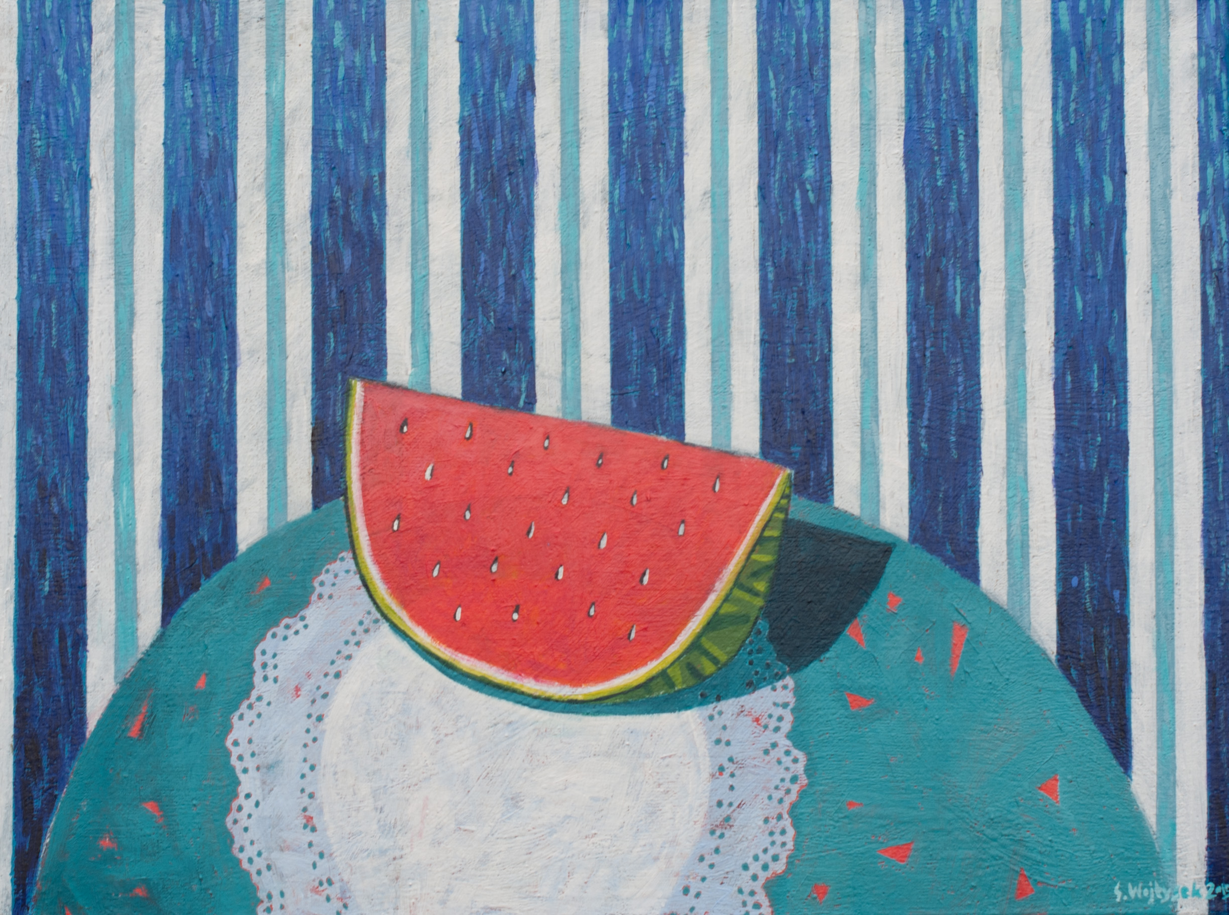 Arbuz na białej serwecie