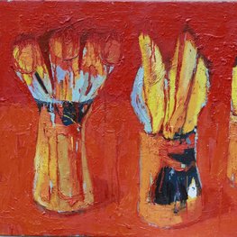 Martwa natura z przedmiotami na gorącym tle