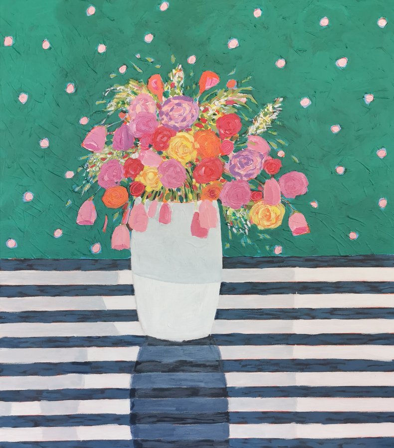 Bukiet kwiatów na zielonym tle