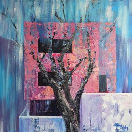 Różowy dom i drzewo 2