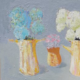 Martwa natura z hortensjami w szarościach