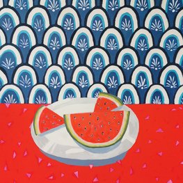 Arbuz na białym talerzu