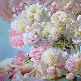 Peonie w prostokątnej przestrzeni