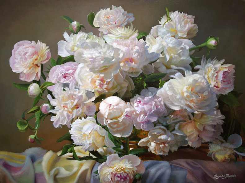 Bukiet rozwichrzonych peonii