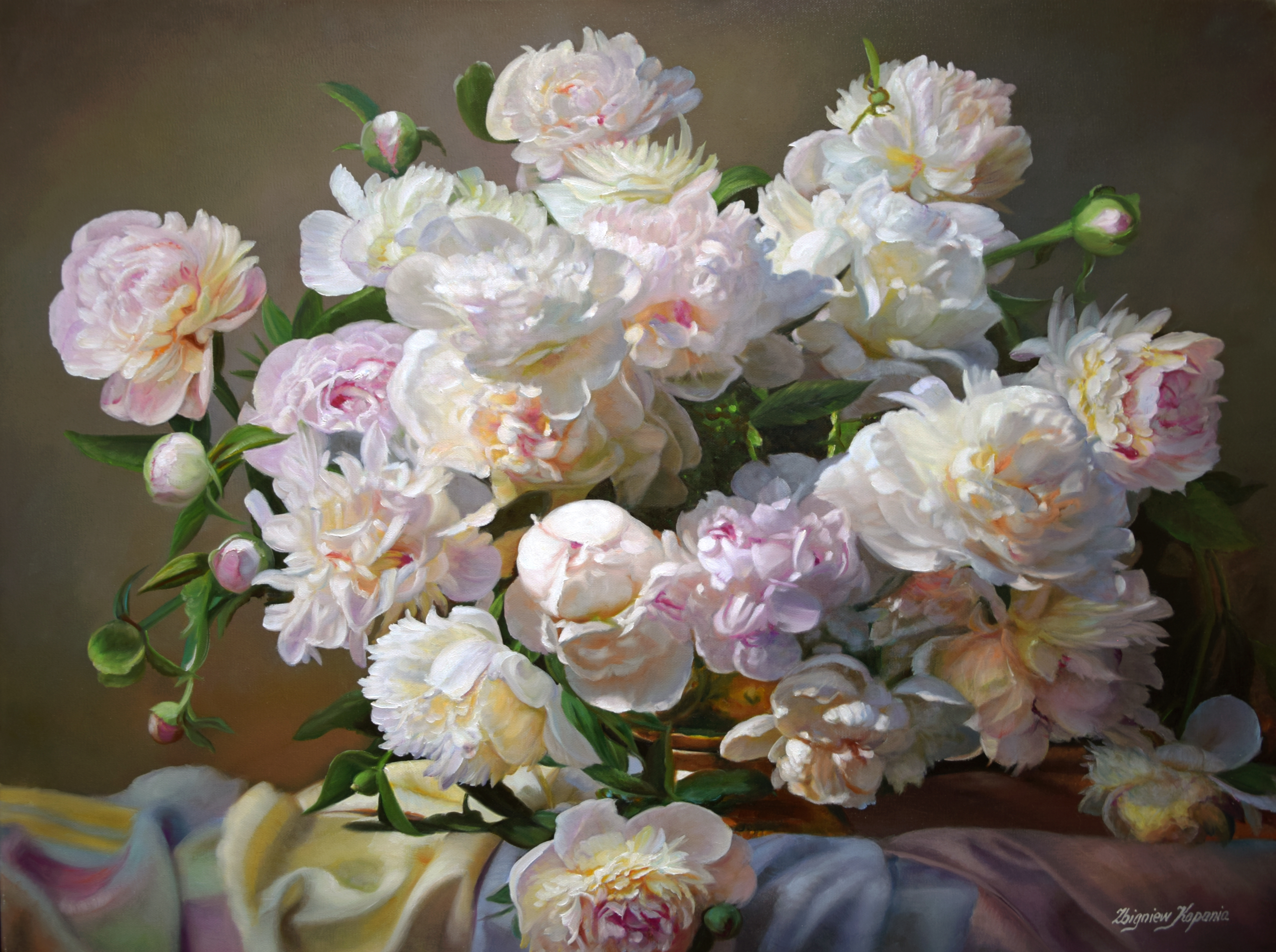 Bukiet rozwichrzonych peonii