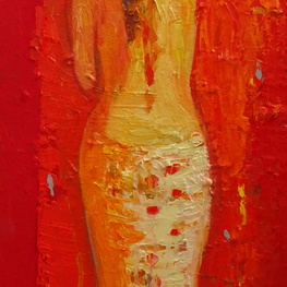 Dziewczyna na czerwonym tle