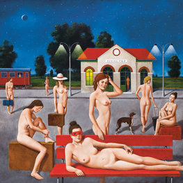 Red bench - Inkografia