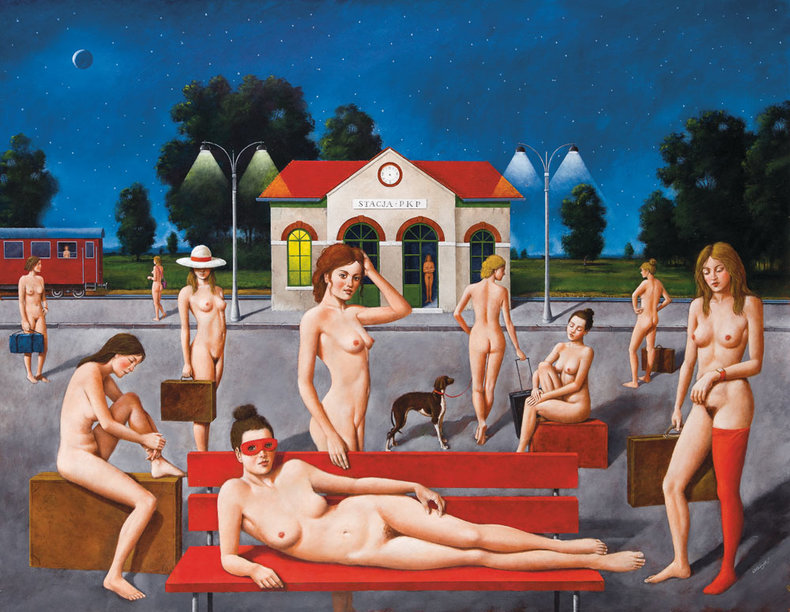 Red bench - Inkografia