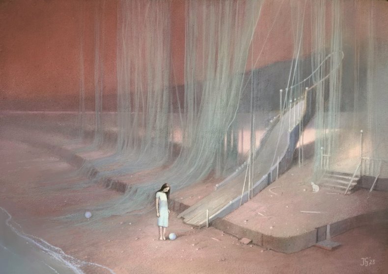 Zagubione wybrzeże - akryl na płycie