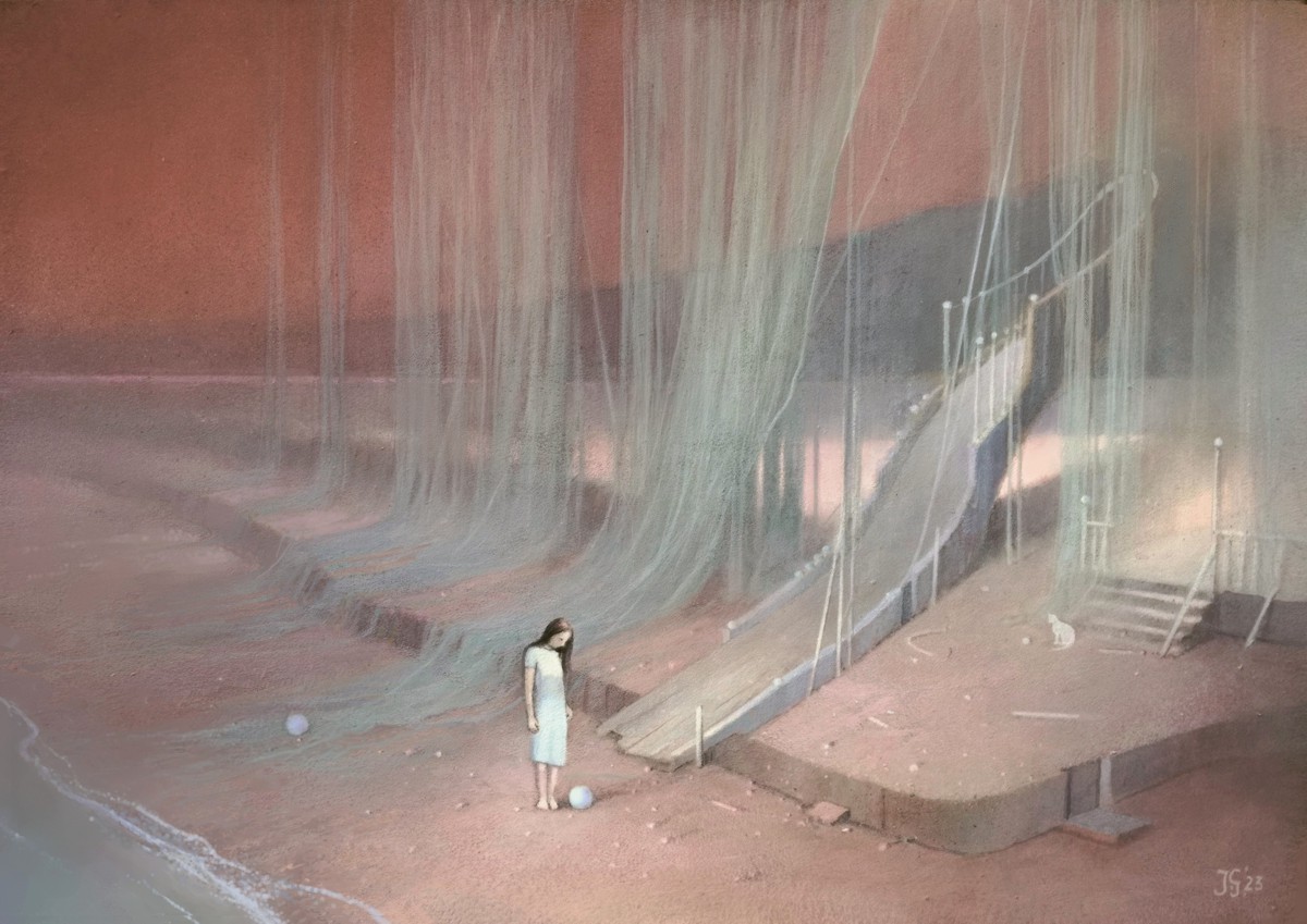 Zagubione wybrzeże - akryl na płycie