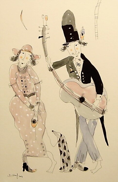 Piesek, panna i skrzypek