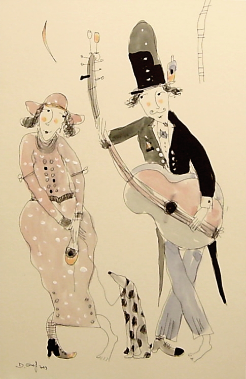 Piesek, panna i skrzypek