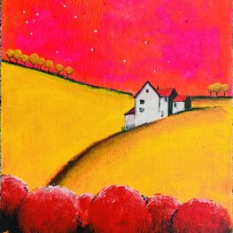 Pejzaż różowo-żółty