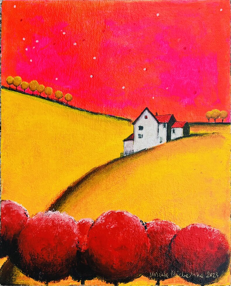 Pejzaż różowo-żółty