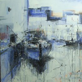 Błękitna łódka w słońcu