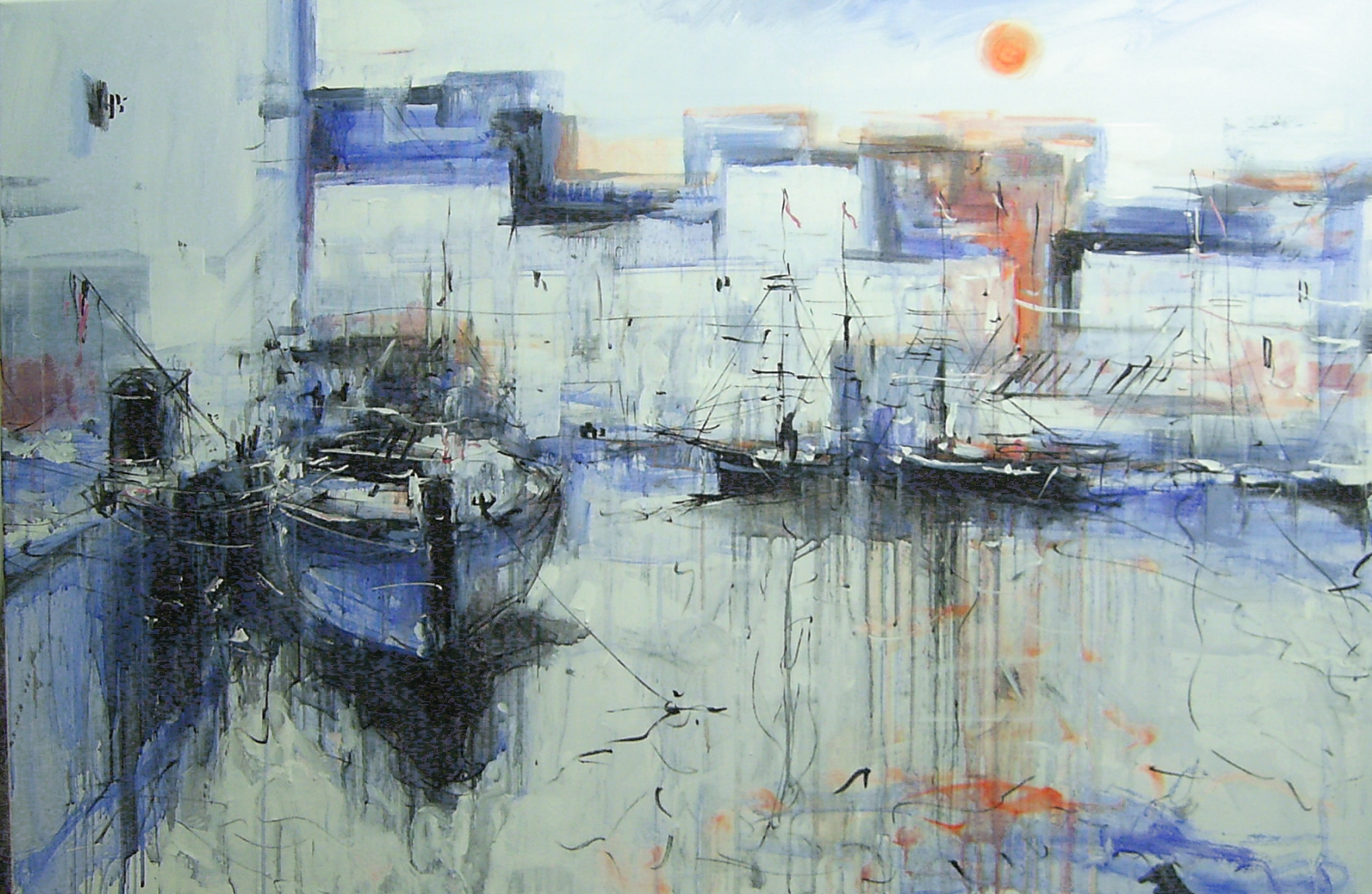 Błękitna łódka w słońcu