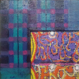 Krajobraz z kwitnącymi drzewkami