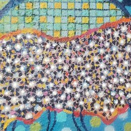 Krajobraz z kwitnącymi drzewkami