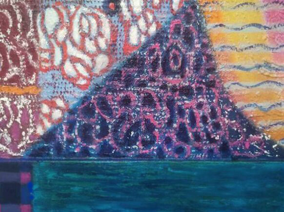 Krajobraz z kwitnącymi drzewkami