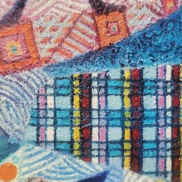 Krajobraz z kwitnącymi drzewkami