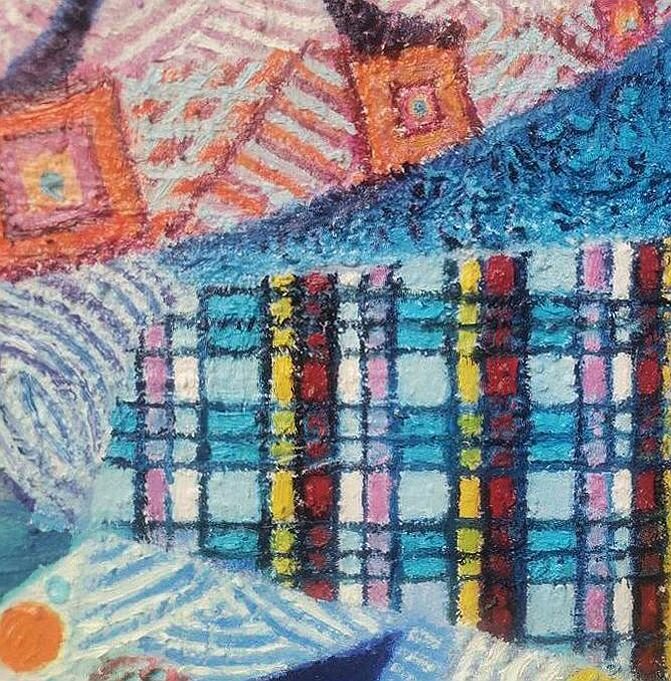 Krajobraz z kwitnącymi drzewkami