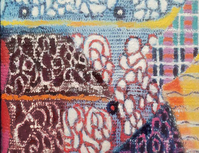 Krajobraz z kwitnącymi drzewkami