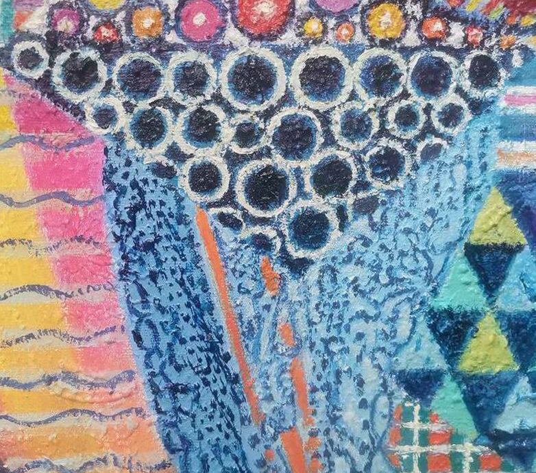 Krajobraz z kwitnącymi drzewkami