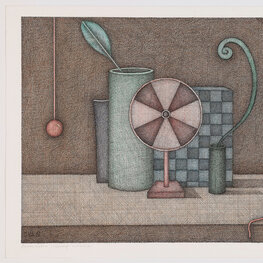 Martwa natura z czerwonym wiatraczkiem