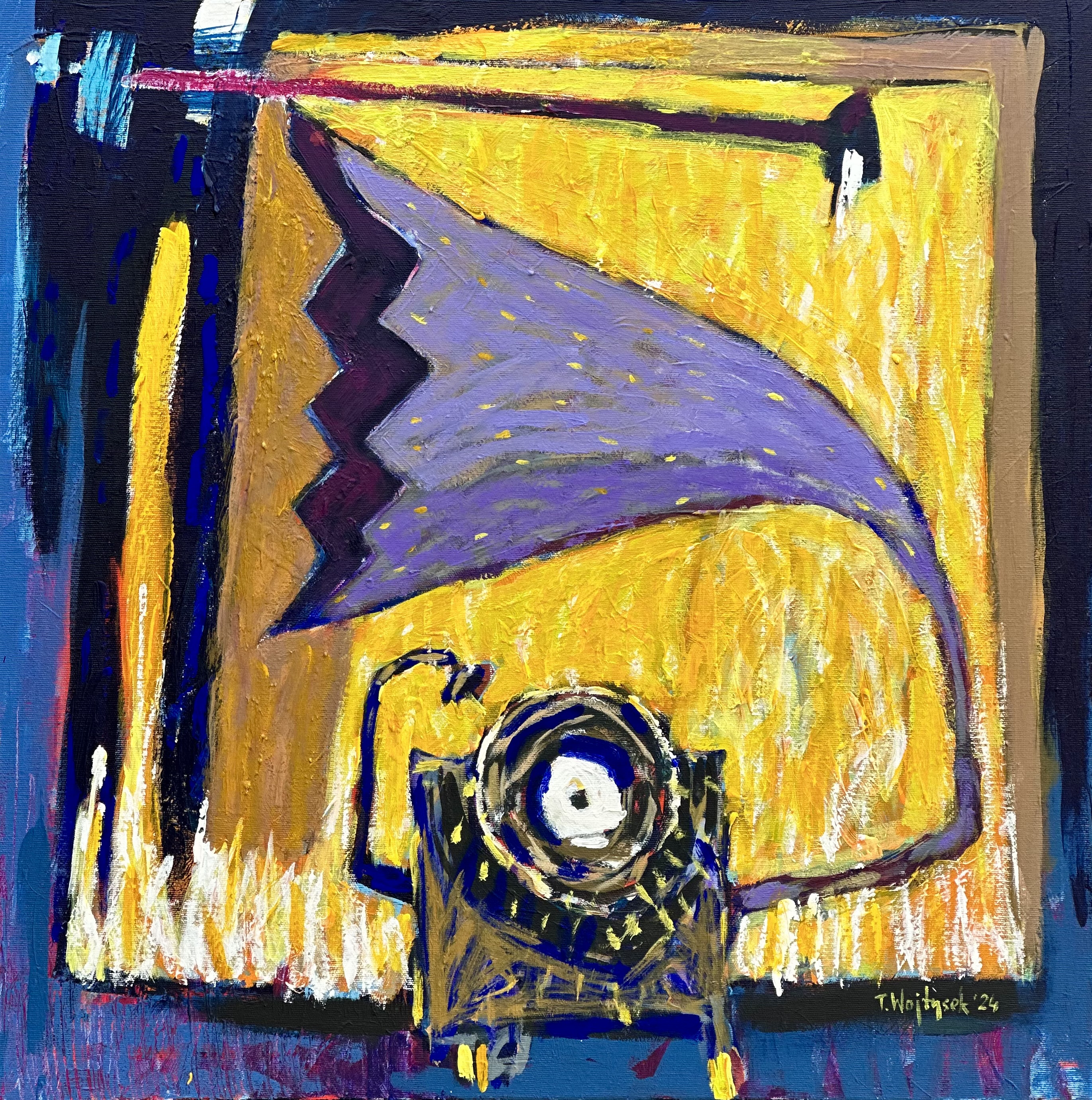 Patefon na żółtym tle