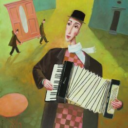 Dwaj ludzie z szafą