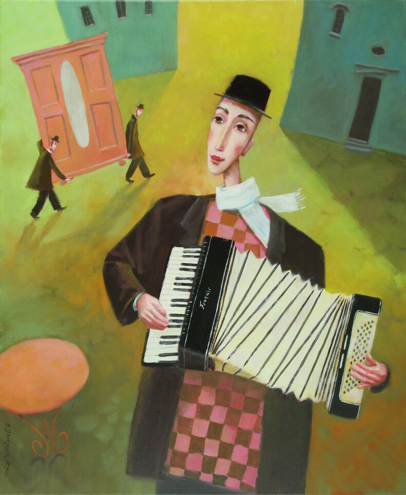 Dwaj ludzie z szafą