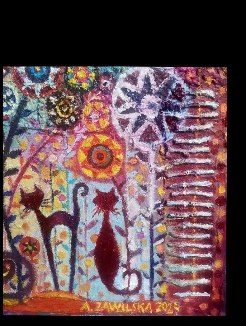 Kocia rodzina obserwuje świat