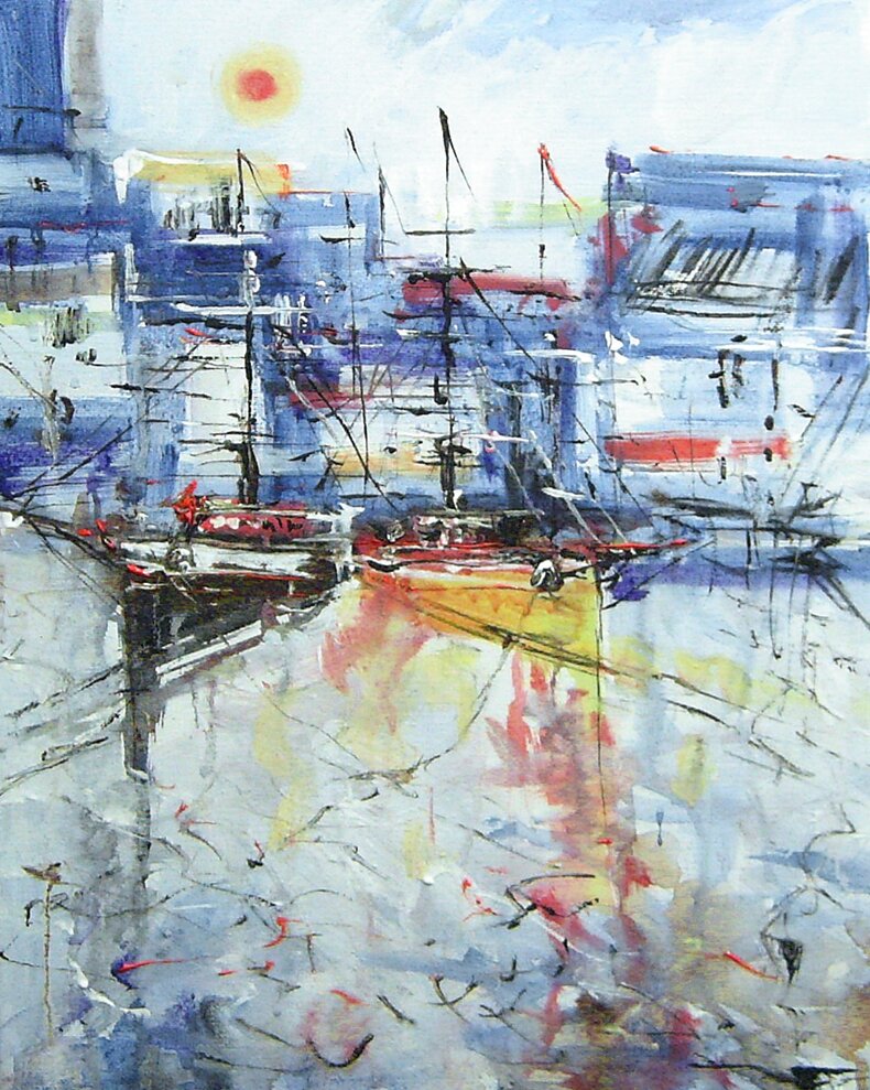 Słońce, łodzie i port