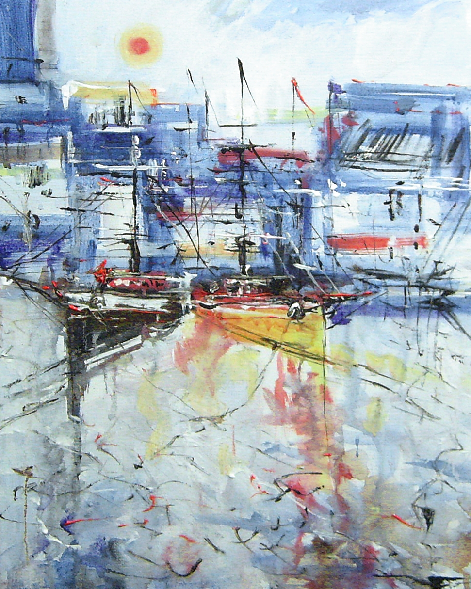 Słońce, łodzie i port