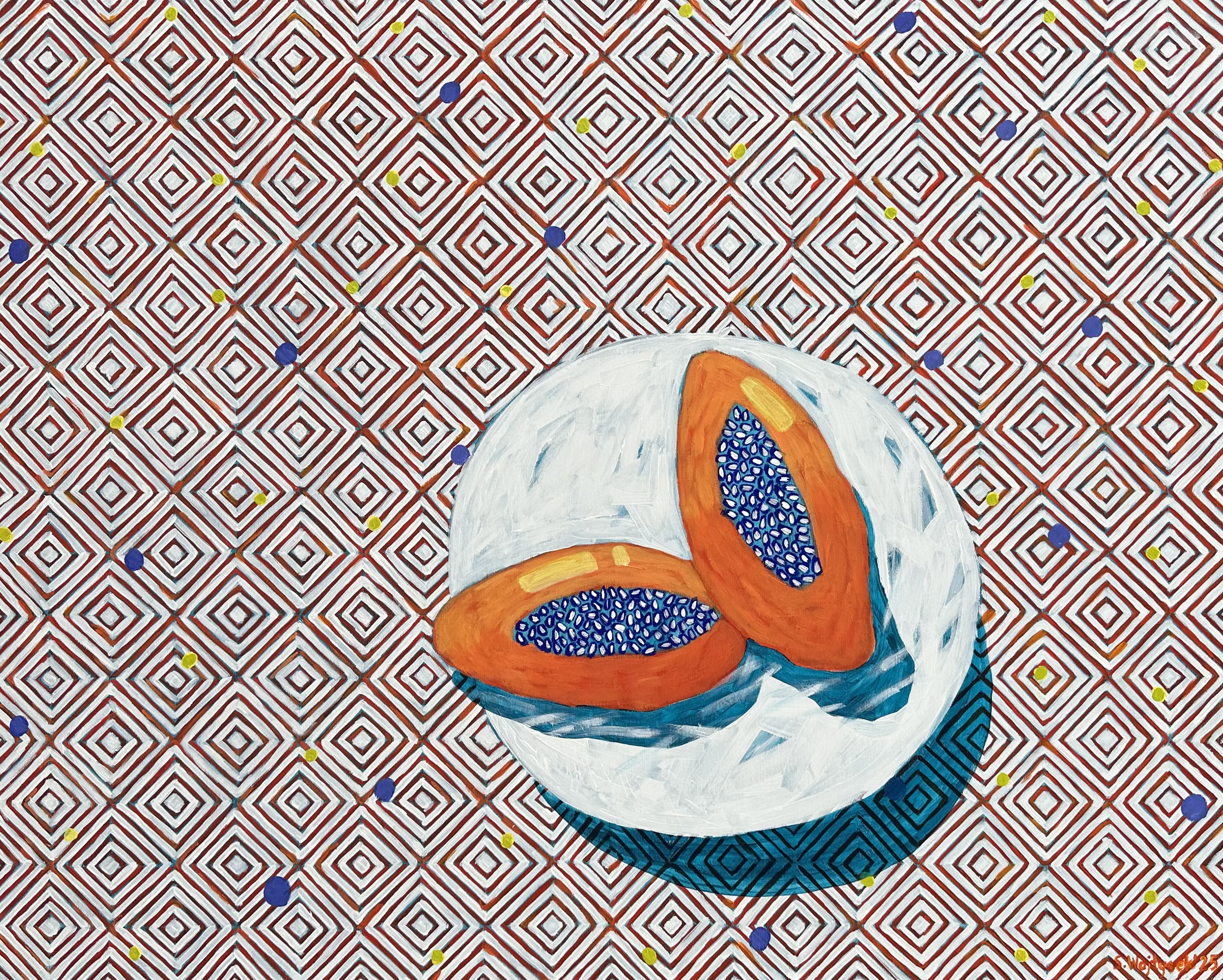 Papaja na białym talerzu