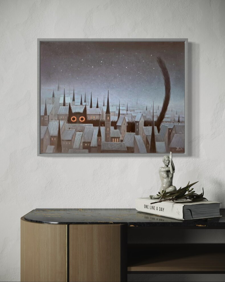 Czarny kot - akryl na płótnie