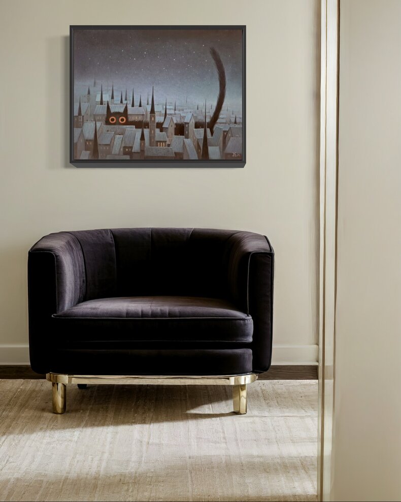 Czarny kot - akryl na płótnie